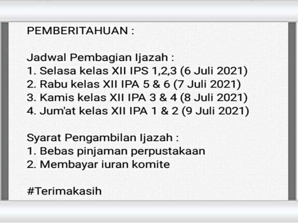 Jadwal Pembagian Ijazah