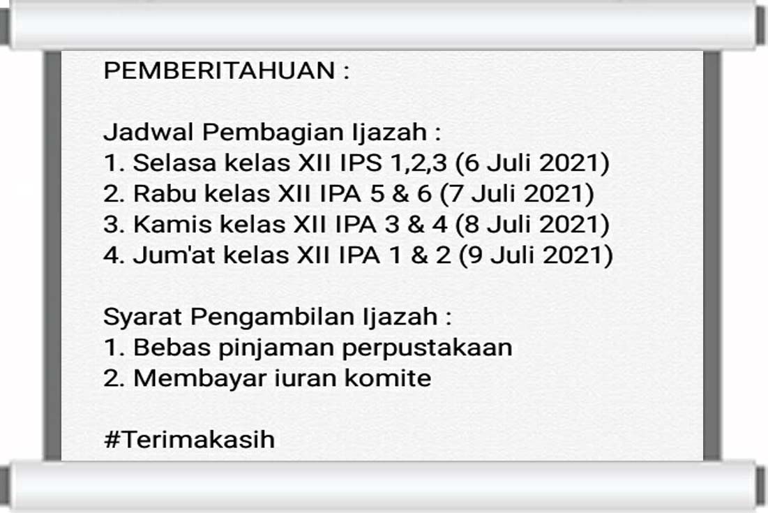 Jadwal Pembagian Ijazah