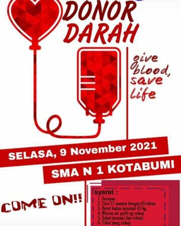 Ayo Donor Darah di SMAN 1 Kotabumi , Selasa 09 Oktober 2021 Ayo Donor Darah di SMAN 1 Kotabumi , Selasa 09 Oktober 2021