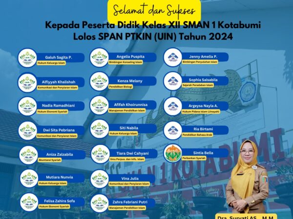 19 Siswa SMA Negeri 1 Kotabumi Melangkah ke Perguruan Tinggi Keislaman Ternama