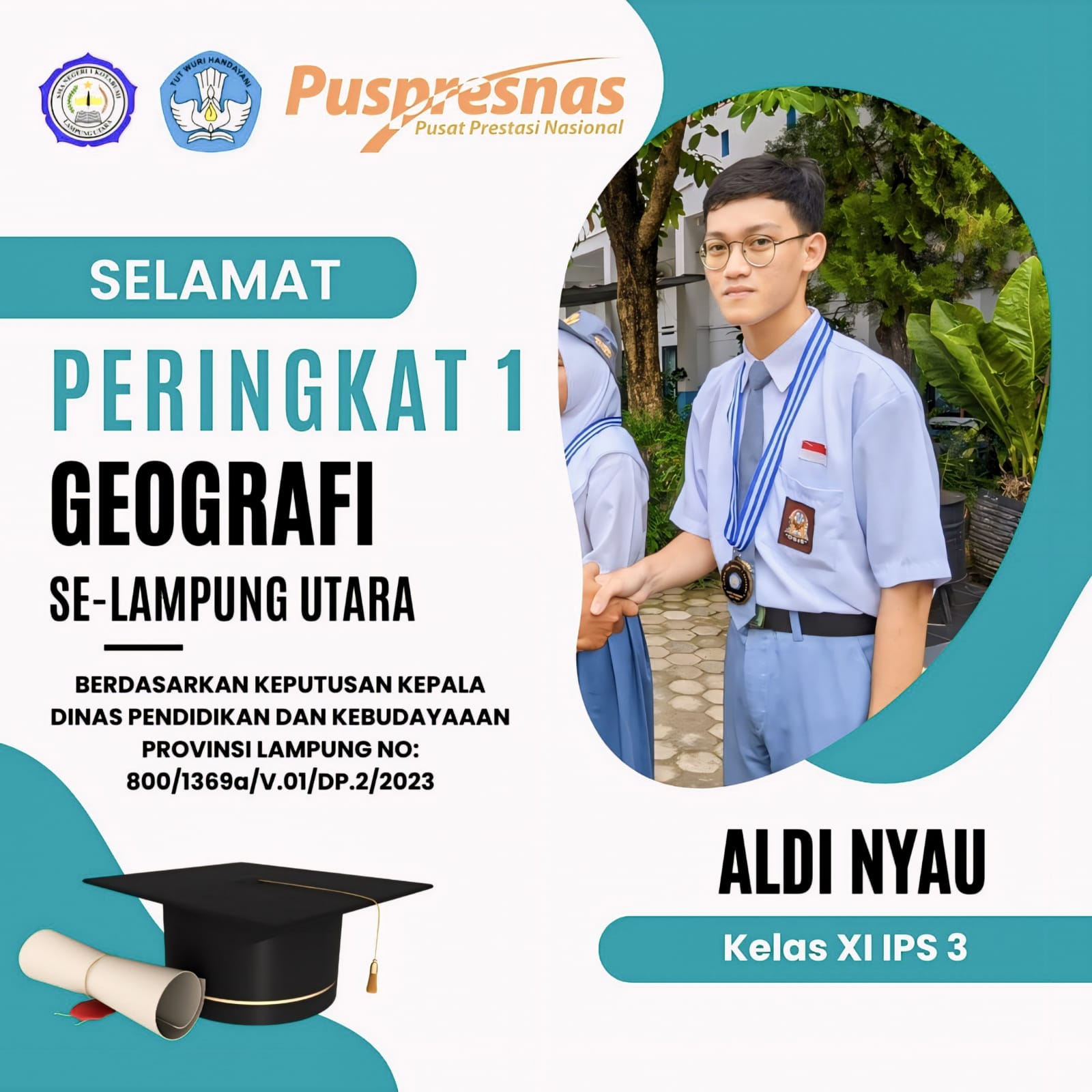 Juara OSN-K Geografi: Aldi Nyau Persembahkan Prestasi untuk SMA Negeri 1 Kotabumi Juara OSN-K Geografi: Aldi Nyau Persembahkan Prestasi untuk SMA Negeri 1 Kotabumi