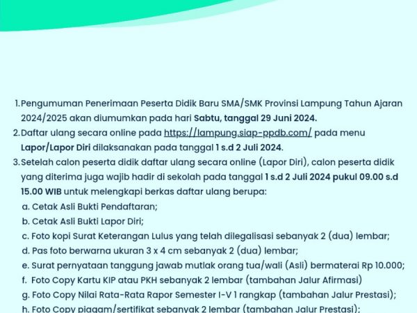 Persyaratan Daftar Ulang Bagi Siswa/i Baru T.A. 2024/2025 Persyaratan Daftar Ulang Bagi Siswa/i Baru T.A. 2024/2025