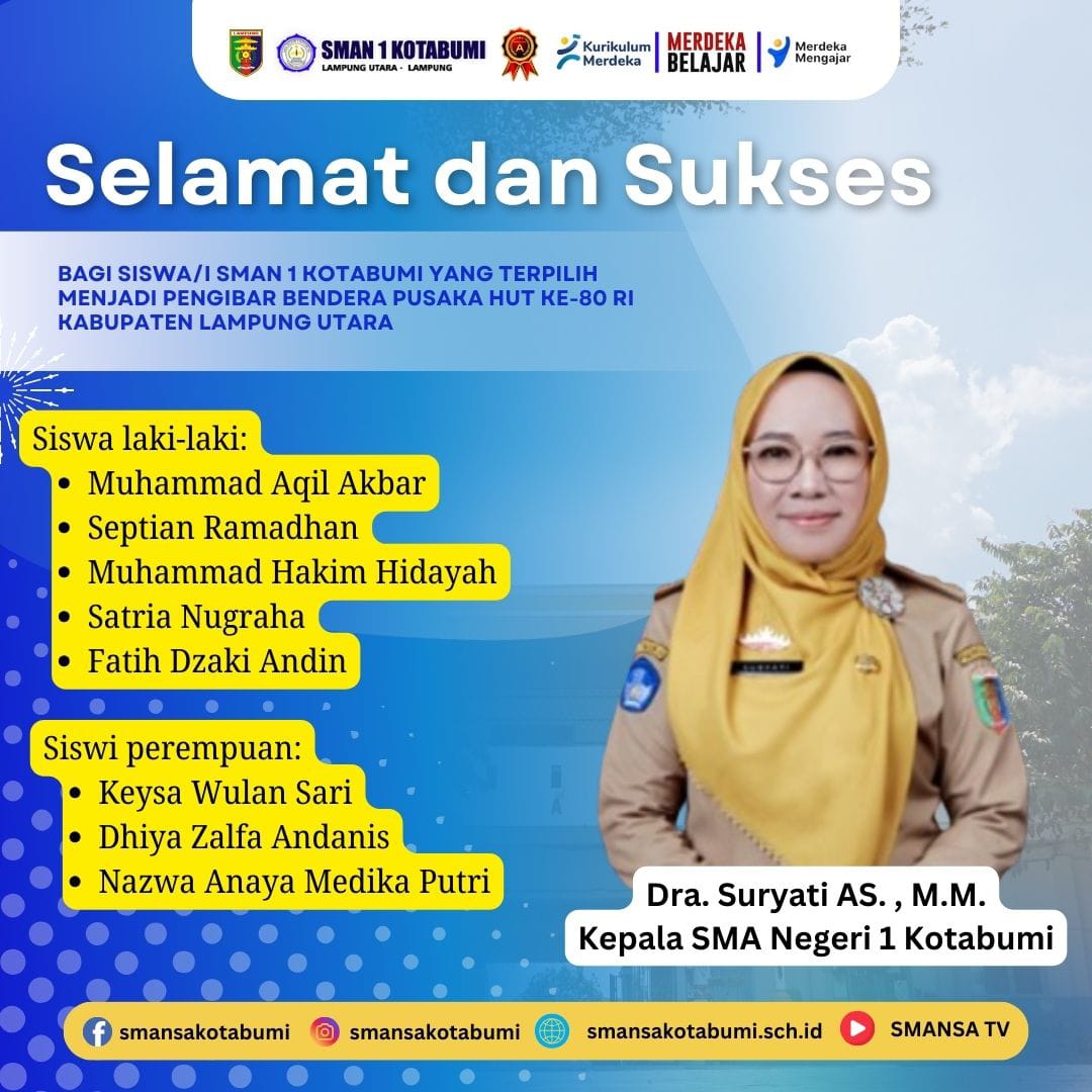 Siswa SMA Negeri 1 Kotabumi Lolos Seleksi Paskibraka Tingkat Kabupaten Lampung Utara Tahun 2025