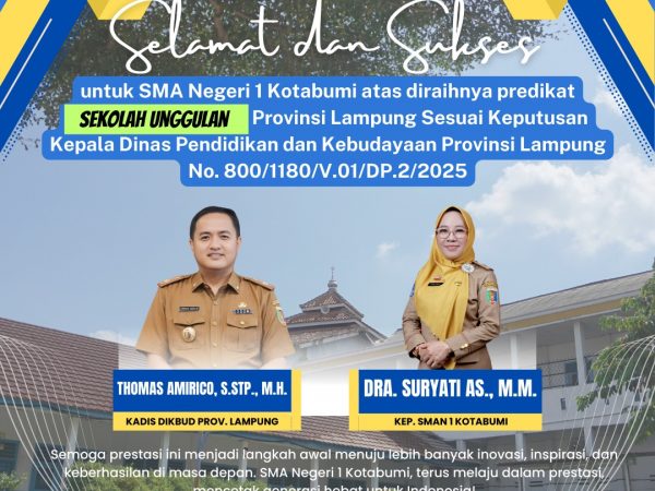 Prestasi Membanggakan! SMA Negeri 1 Kotabumi Raih Predikat Sekolah Unggulan Provinsi Lampung