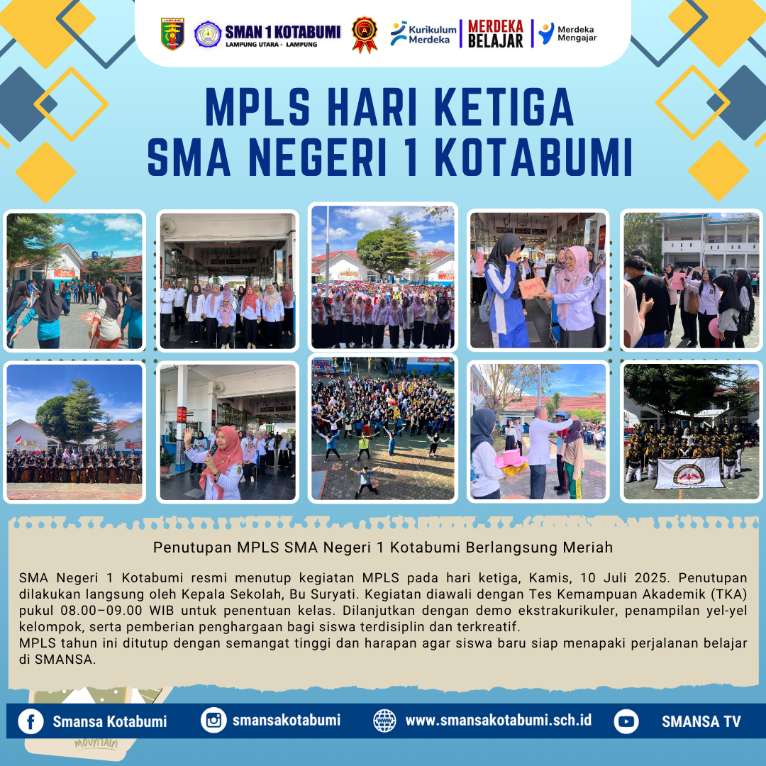 SMA Negeri 1 Kotabumi Tutup MPLS Hari Ketiga dengan Semangat dan Apresiasi SMA Negeri 1 Kotabumi Tutup MPLS Hari Ketiga dengan Semangat dan Apresiasi