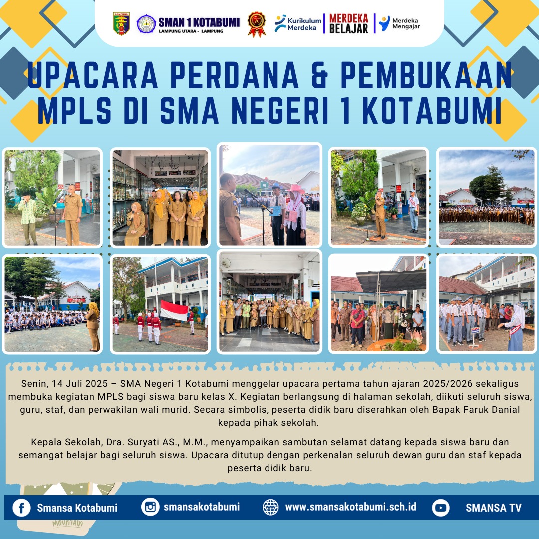 SMA Negeri 1 Kotabumi Gelar Upacara Pertama Tahun Ajaran 2025/2026 Sekaligus Buka MPLS Siswa Baru SMA Negeri 1 Kotabumi Gelar Upacara Pertama Tahun Ajaran 2025/2026 Sekaligus Buka MPLS Siswa Baru