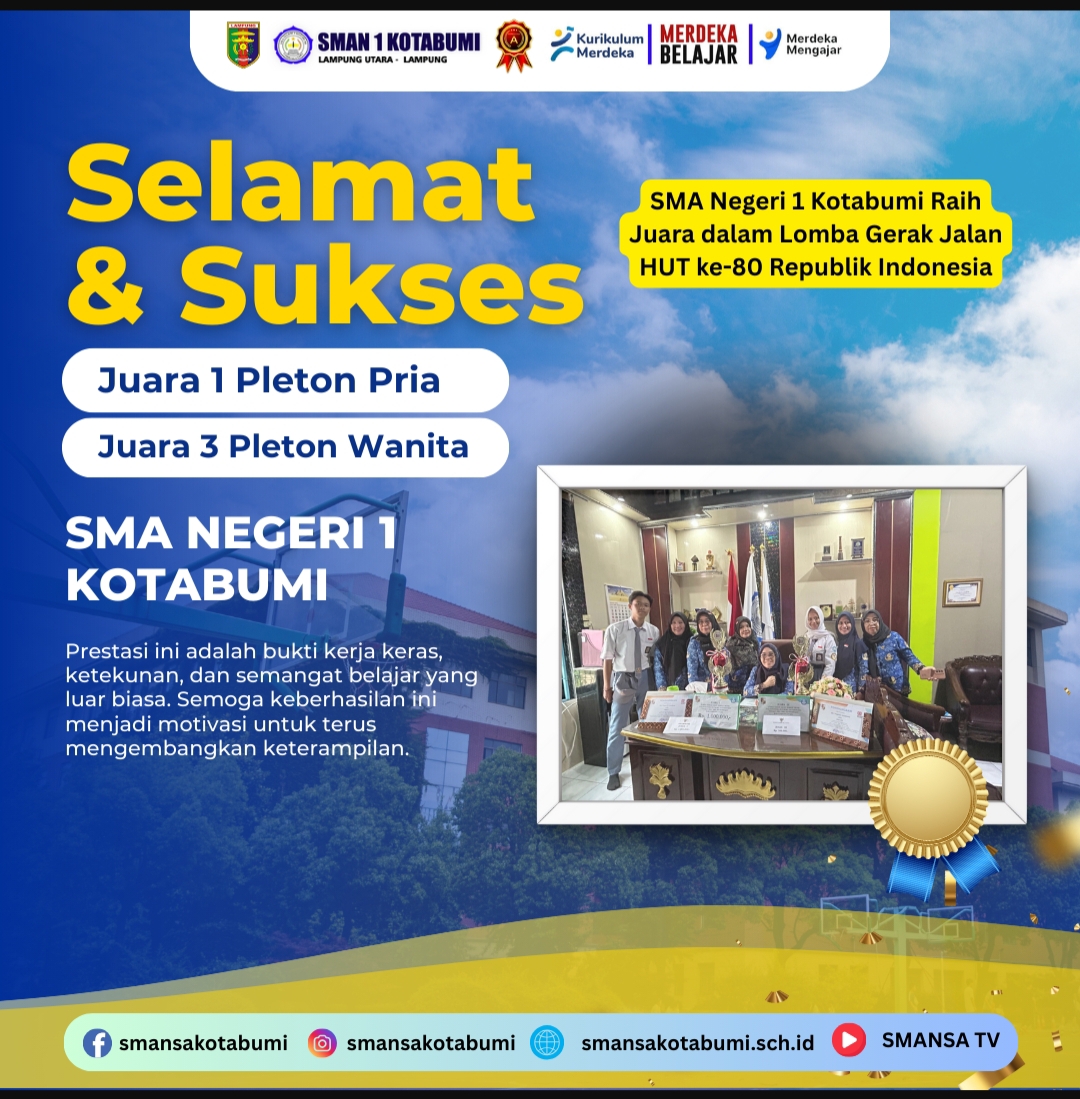 SMA Negeri 1 Kotabumi Raih Juara dalam Lomba Gerak Jalan HUT ke-80 Republik Indonesia
