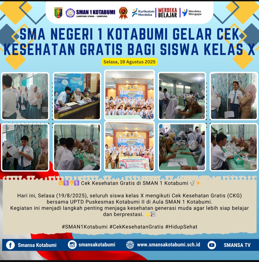 UPTD Puskesmas Kotabumi II Gelar Cek Kesehatan Gratis Bagi Siswa Kelas X di SMA Negeri 1 Kotabumi