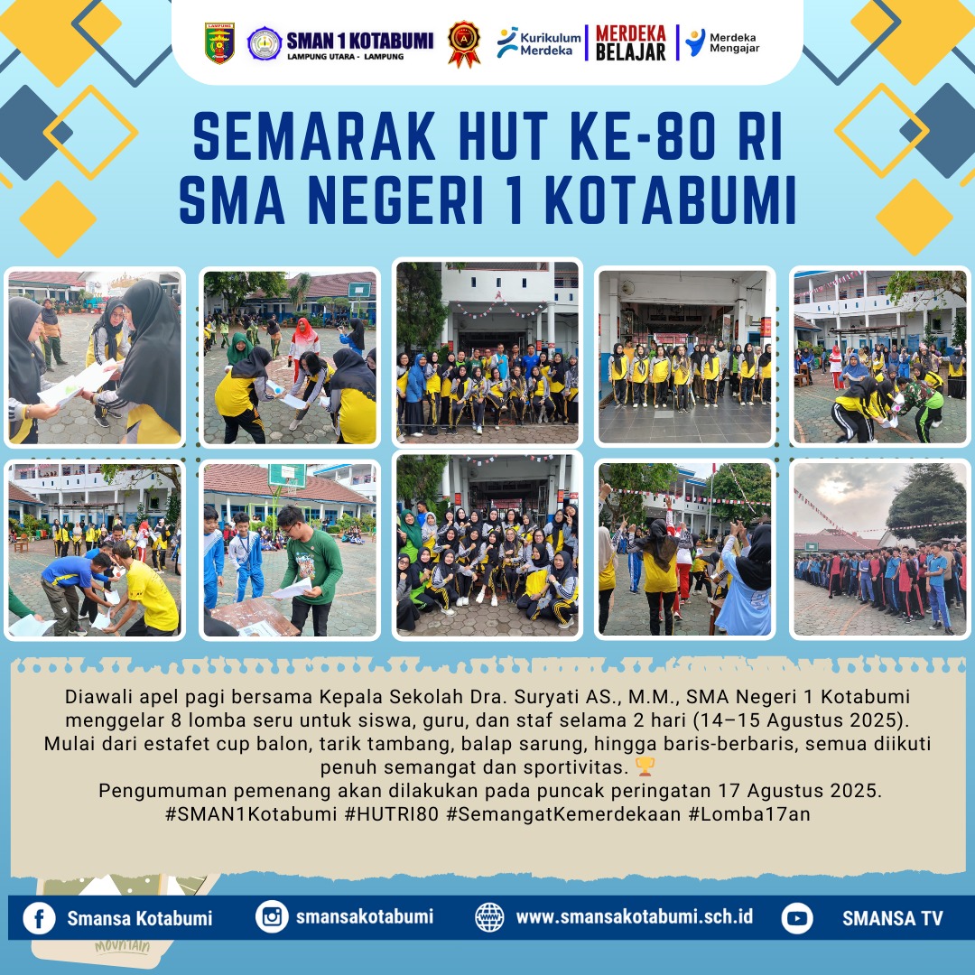SMA Negeri 1 Kotabumi Semarakkan HUT ke-80 RI dengan Beragam Lomba Meriah SMA Negeri 1 Kotabumi Semarakkan HUT ke-80 RI dengan Beragam Lomba Meriah