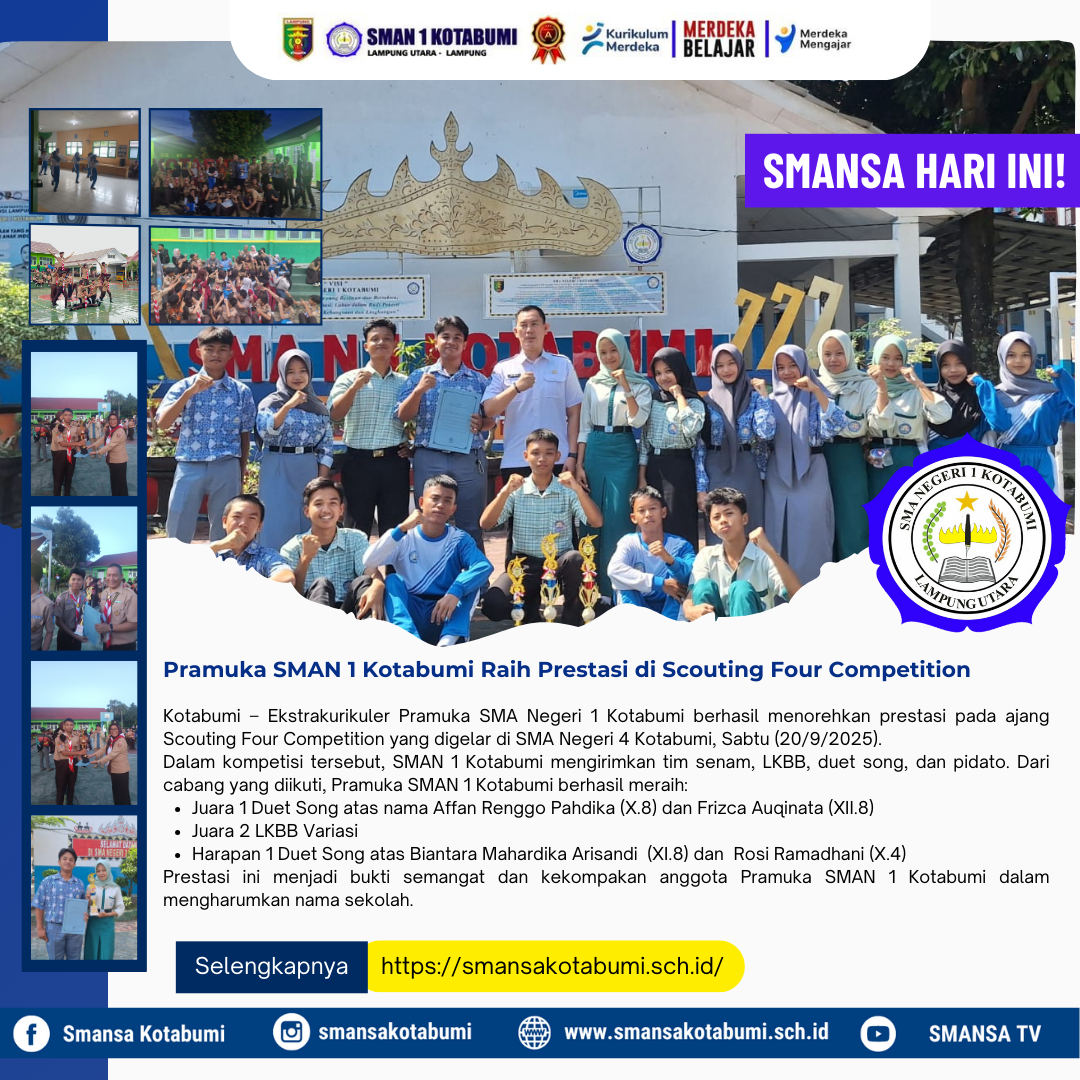 Ekstrakurikuler Pramuka SMA Negeri 1 Kotabumi Ukir Prestasi di Scouting Four Competition SMAN 4 Kotabumi