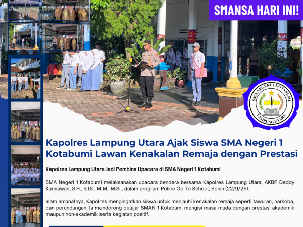 Kapolres Lampung Utara Ajak Siswa SMA Negeri 1 Kotabumi Lawan Kenakalan Remaja dengan Prestasi