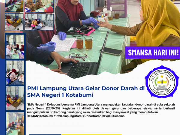 PMI Lampung Utara Gelar Donor Darah di SMA Negeri 1 Kotabumi