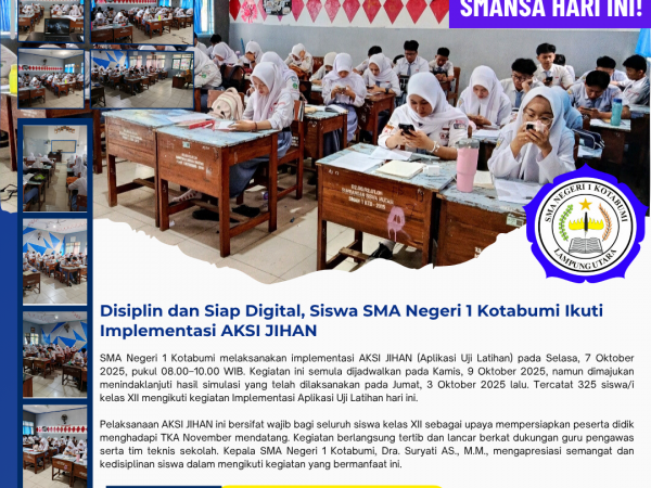 SMAN 1 Kotabumi Laksanakan Implementasi AKSI JIHAN Lebih Awal dari Jadwal