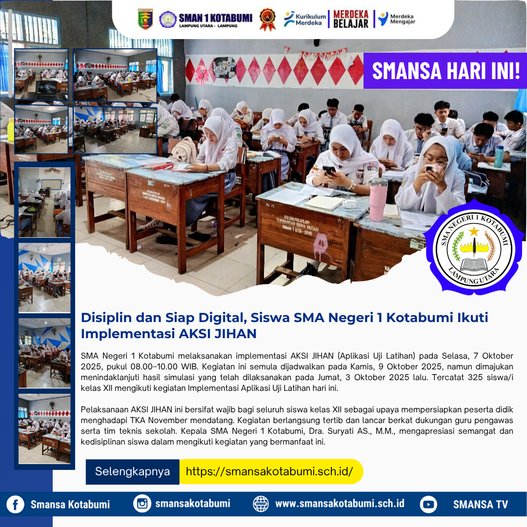 SMAN 1 Kotabumi Laksanakan Implementasi AKSI JIHAN Lebih Awal dari Jadwal