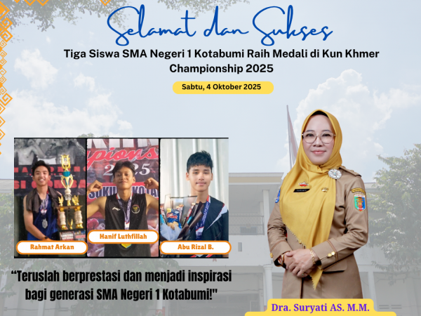 Tiga Siswa SMAN 1 Kotabumi Raih Medali di Kun Khmer Championship