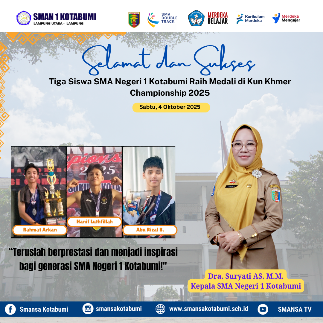 Tiga Siswa SMAN 1 Kotabumi Raih Medali di Kun Khmer Championship