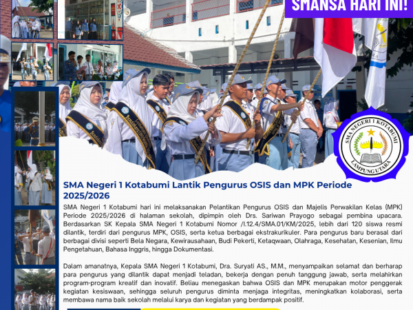 SMA Negeri 1 Kotabumi Lantik Pengurus OSIS dan MPK Periode 2025/2026
