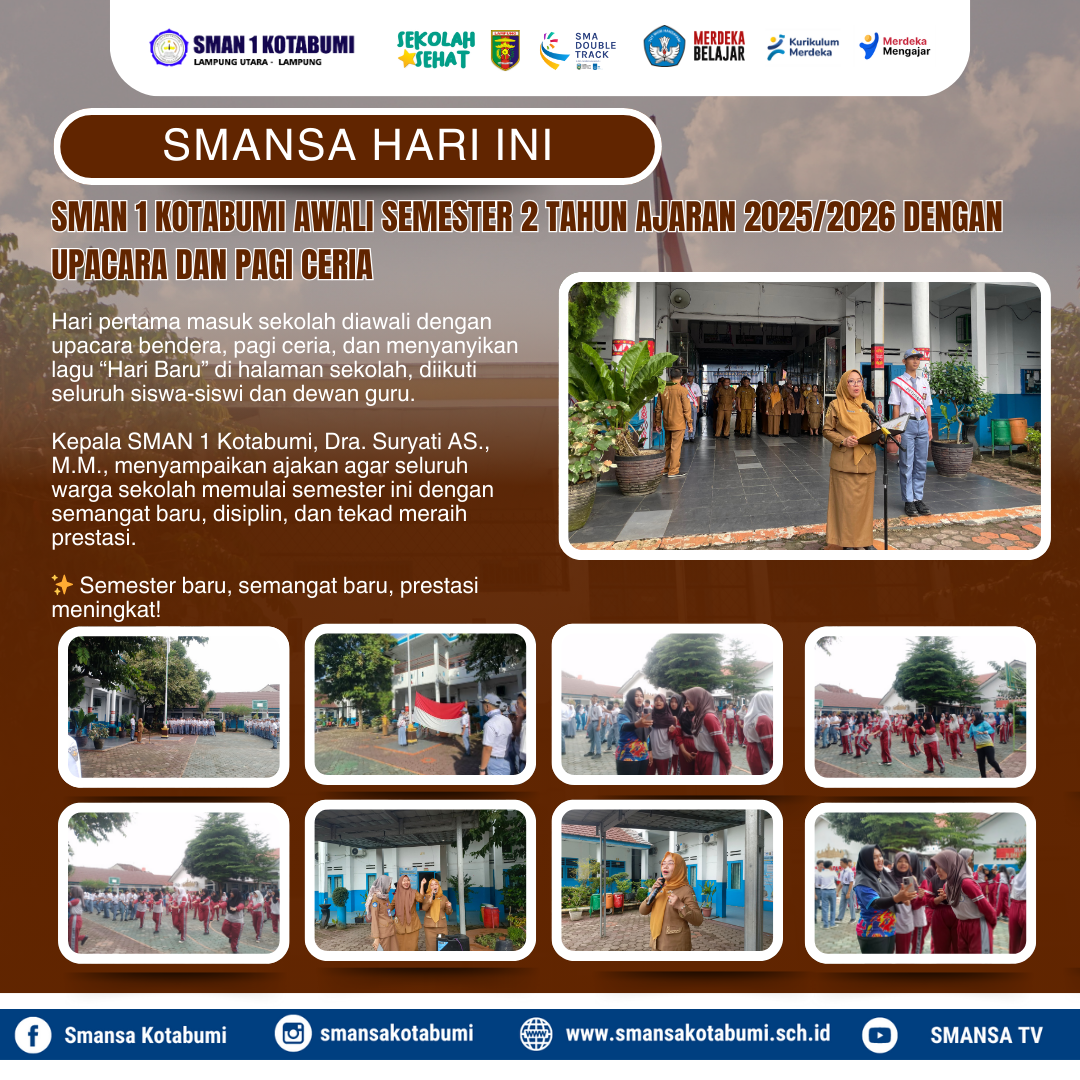 SMAN 1 Kotabumi Awali Semester 2 Tahun Ajaran 2025/2026 dengan Upacara dan Pagi Ceria SMAN 1 Kotabumi Awali Semester 2 Tahun Ajaran 2025/2026 dengan Upacara dan Pagi Ceria